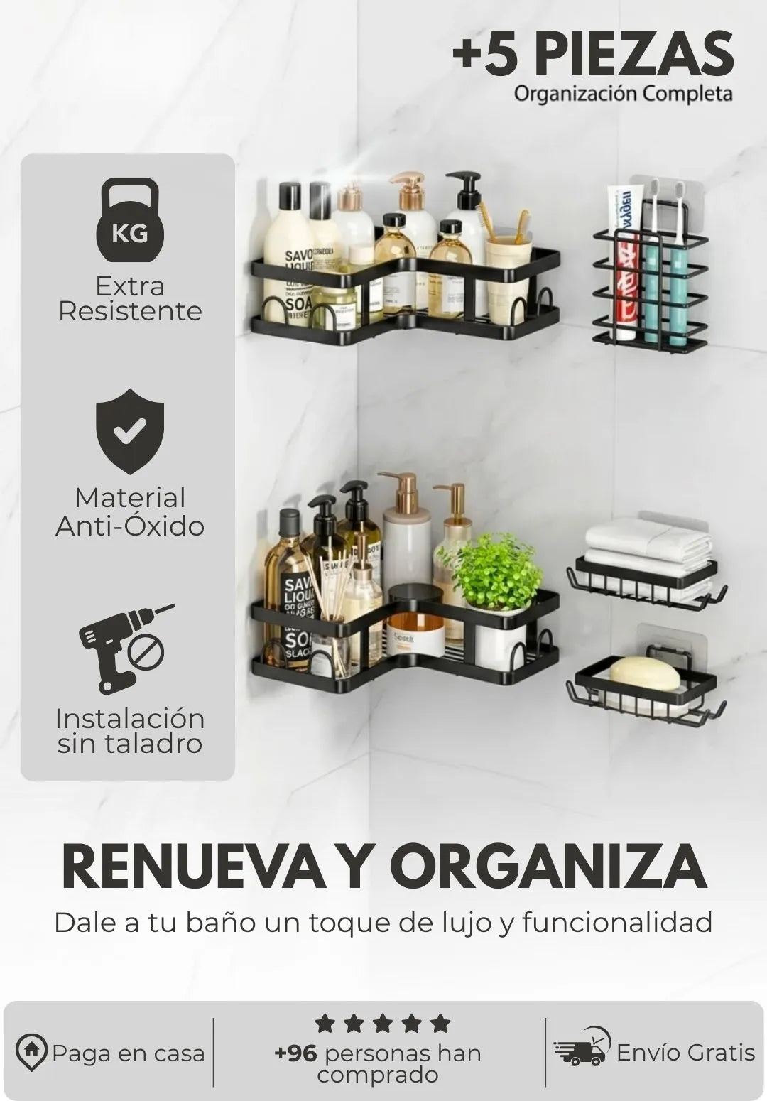 🖐️5 en 1 Repisas de Lujo Anti-Óxido